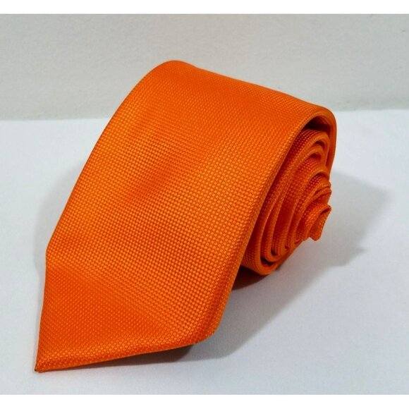 Saddlebred Orange Textured Mens Tie Solid Orange - Picture 2 of 7